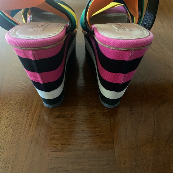 Prada multicolored bandage elastic sling-back wedge sandals - Picture 8 of 8